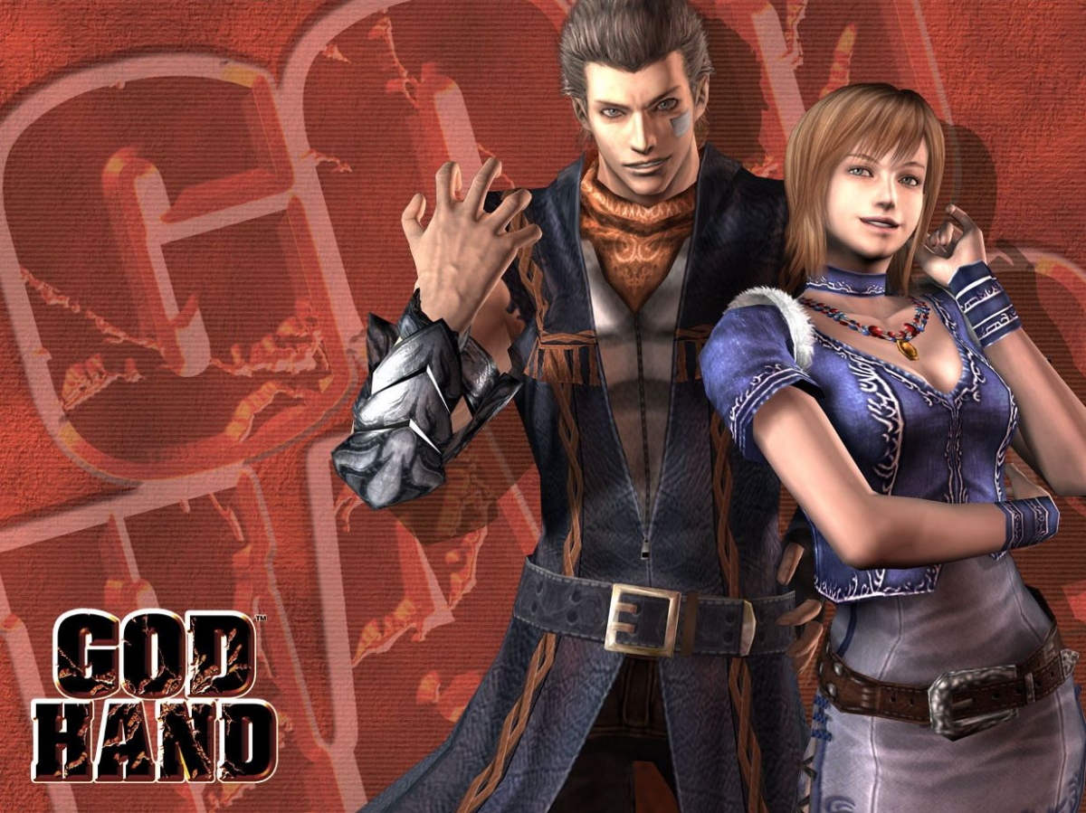 Original promotional artwork for God Hand; not Arabic gameplay