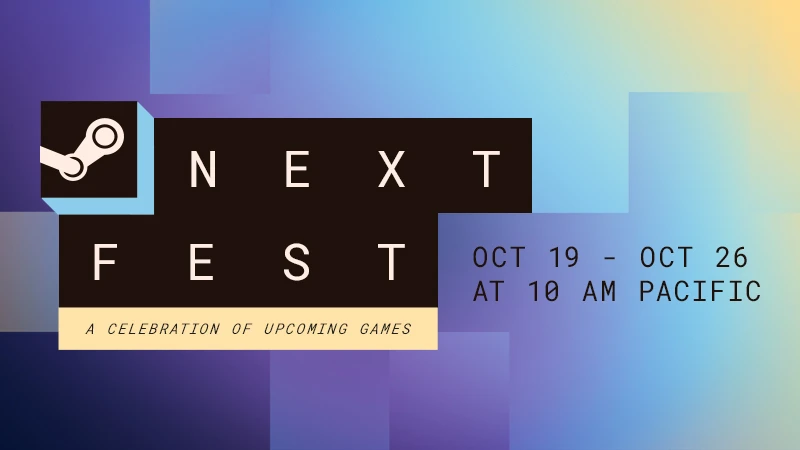 الملصق الرسمي لمهرجان Steam Next Fest من 19 إلى 26 أكتوبر