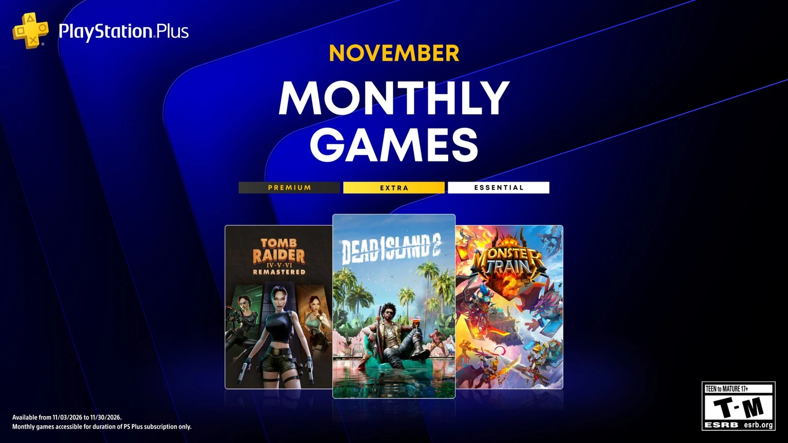الملصق الرسمي لألعاب PlayStation Plus الشهرية لنوفمبر 2026