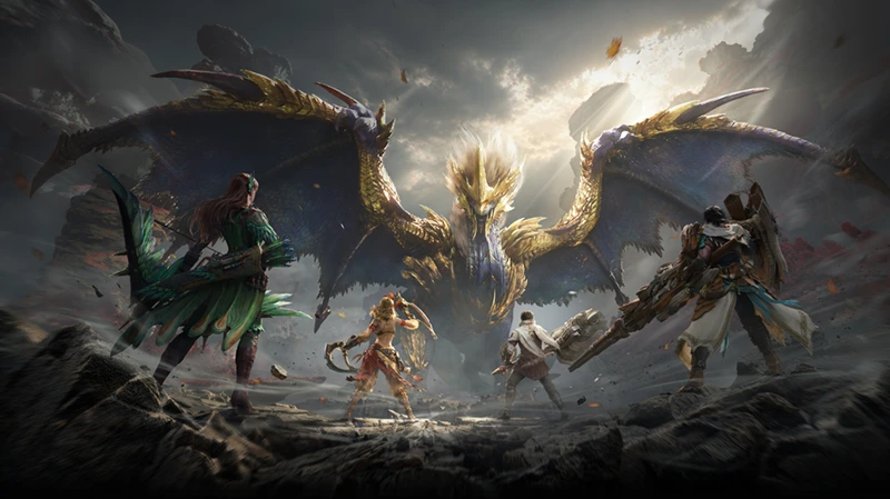 الرسم الترويجي الرسمي للعبة Monster Hunter Outlanders