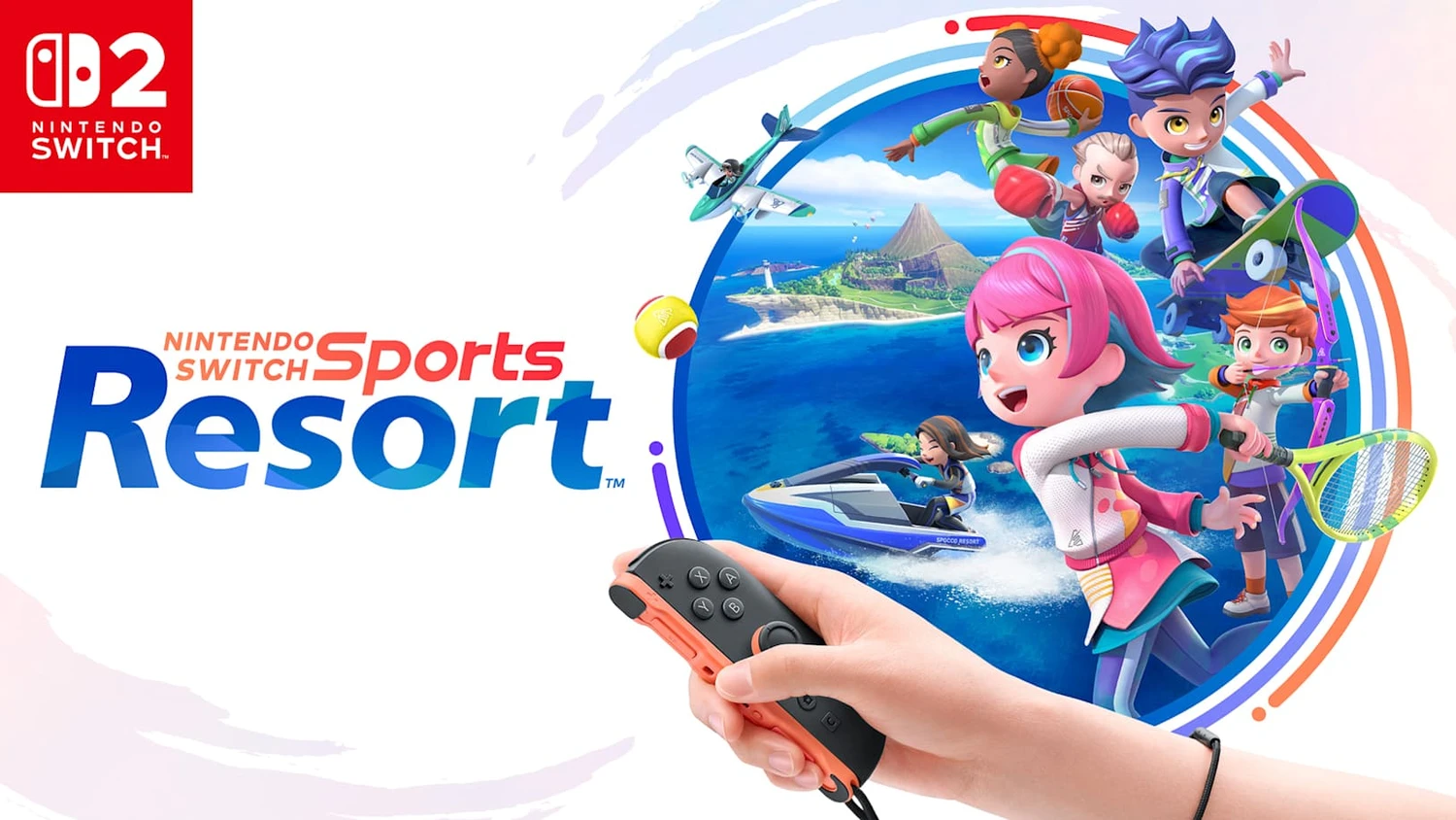 الرسم الترويجي الرسمي للعبة Nintendo Switch Sports Resort ورياضاتها