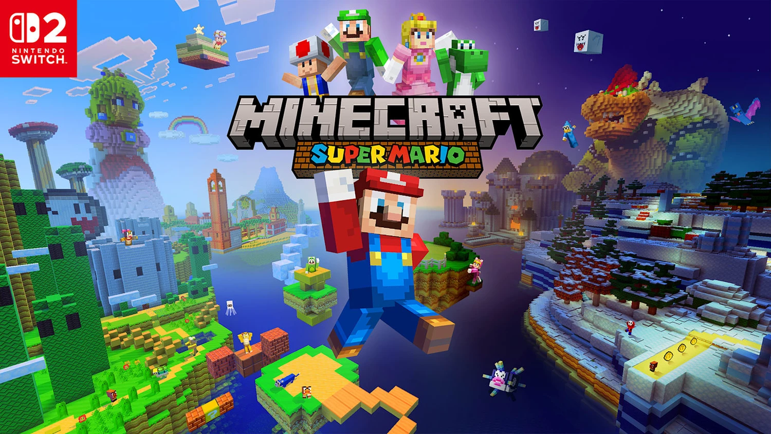 الرسم الترويجي الرسمي لـMinecraft وحزمة Super Mario Mash-Up على Switch 2