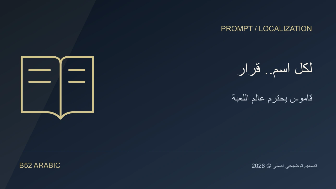تصميم B52 توضيحي: لكل اسم.. قرار — قاموس يحترم عالم اللعبة