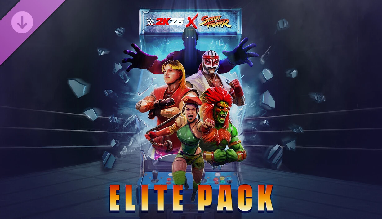 الرسم الترويجي الرسمي للعبة WWE 2K26 x Street Fighter Pack